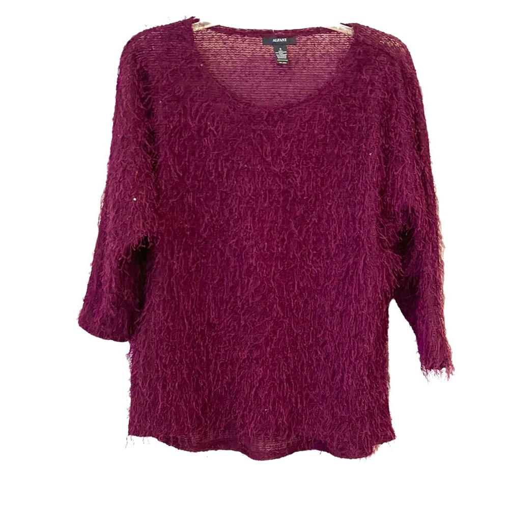 Burgundy shimmery Eyelash sweater w/sequins